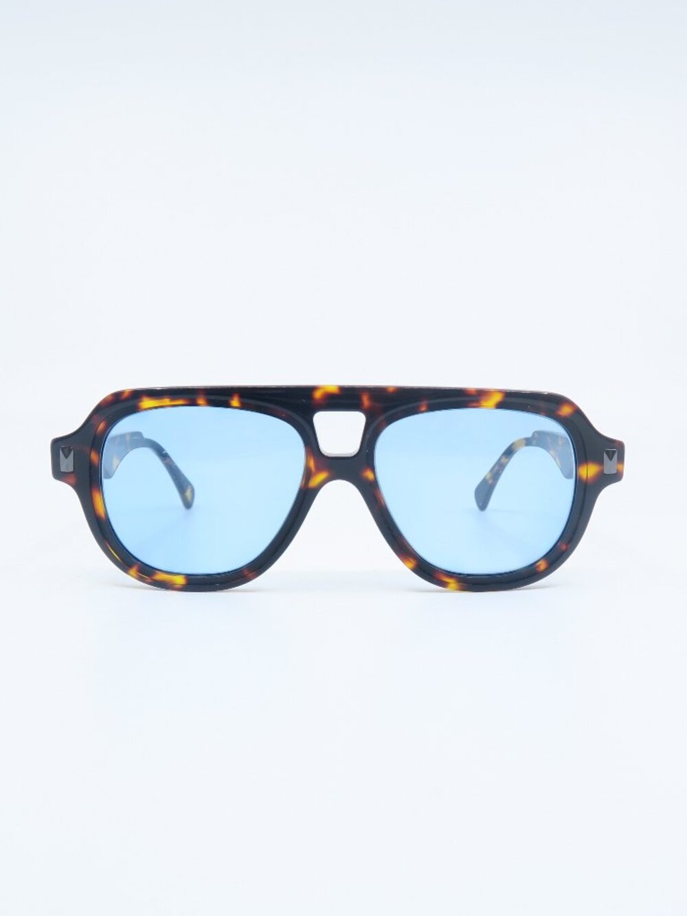 Light Tint Brown Tortoise & Blue Lenses, New Aviator, Fashion Unisex Sunglasses.